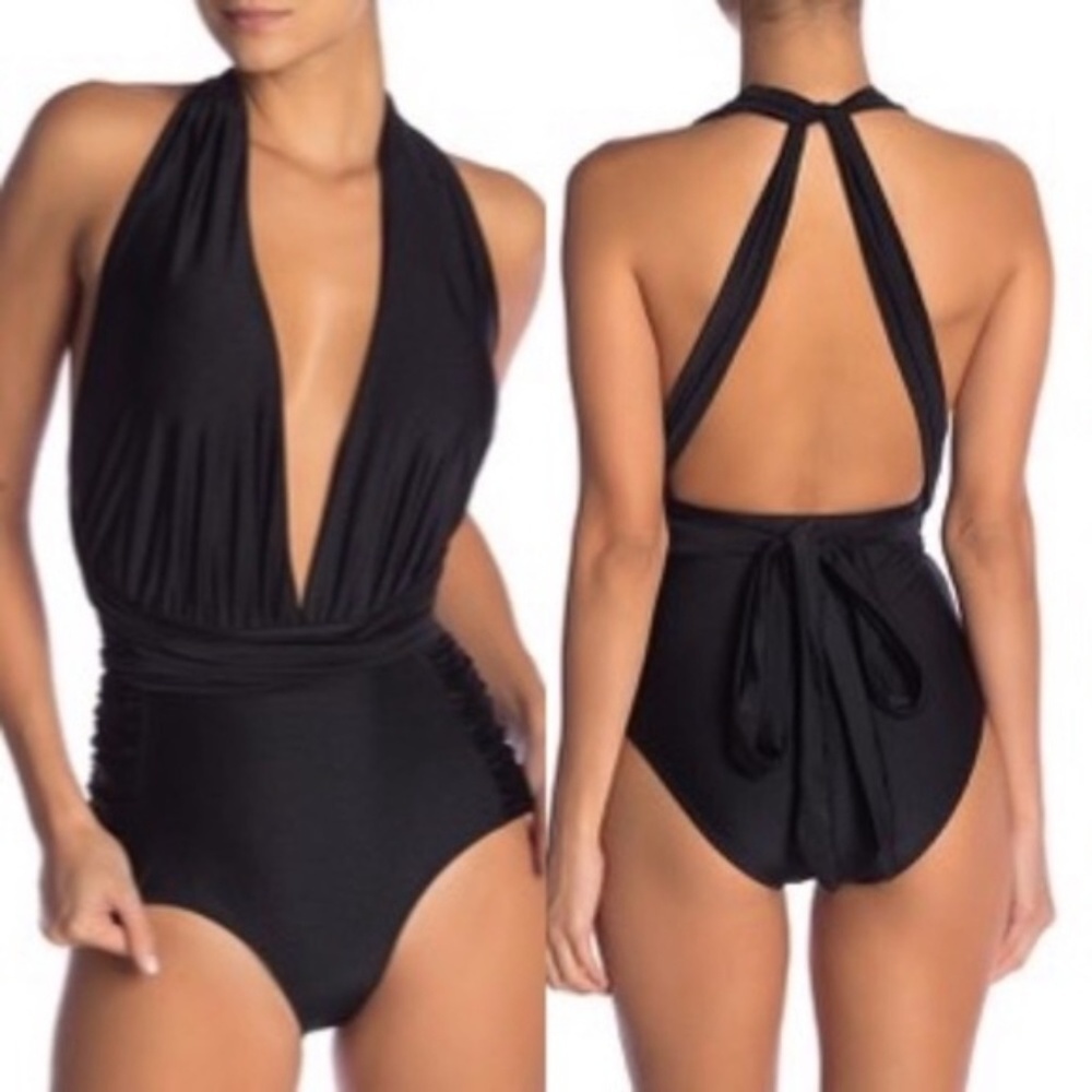 Nicole Miller Convertible One-Piece Swimsuit black